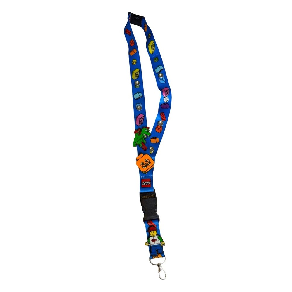 Legoland Florida Exclusive Lanyard Lego Minifigure Enamel Snaps Buttons